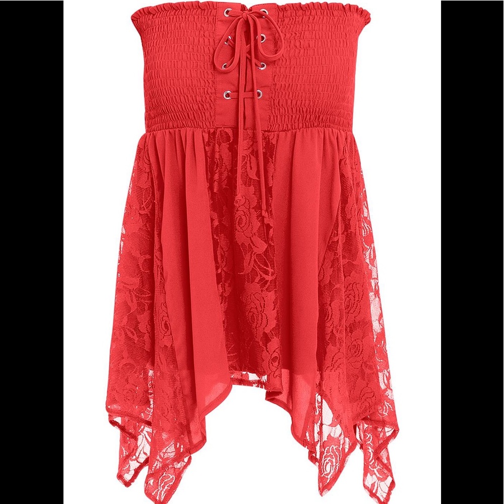 Venus Lace Inset Smocked Tube Top (NWOT)